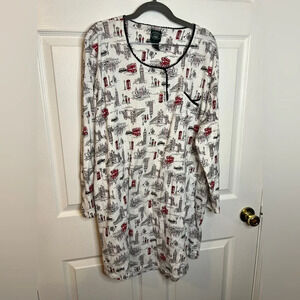 Laura Ashley London England Pattern Night Shirt Gown Womens Size 2XL GUC stain